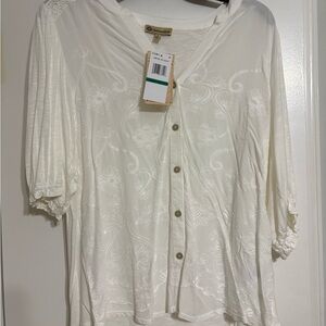 Democracy Ivory Embroidered Blouse